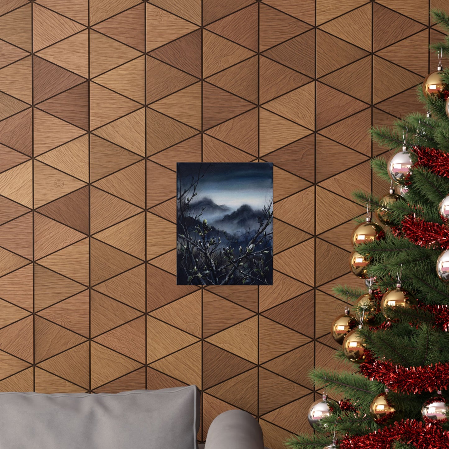 Mountain Mist Wall Art Print | Spring Dark Japandi Dark Texture Art