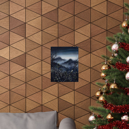 Mountain Mist Wall Art Print | Spring Dark Japandi Dark Texture Art