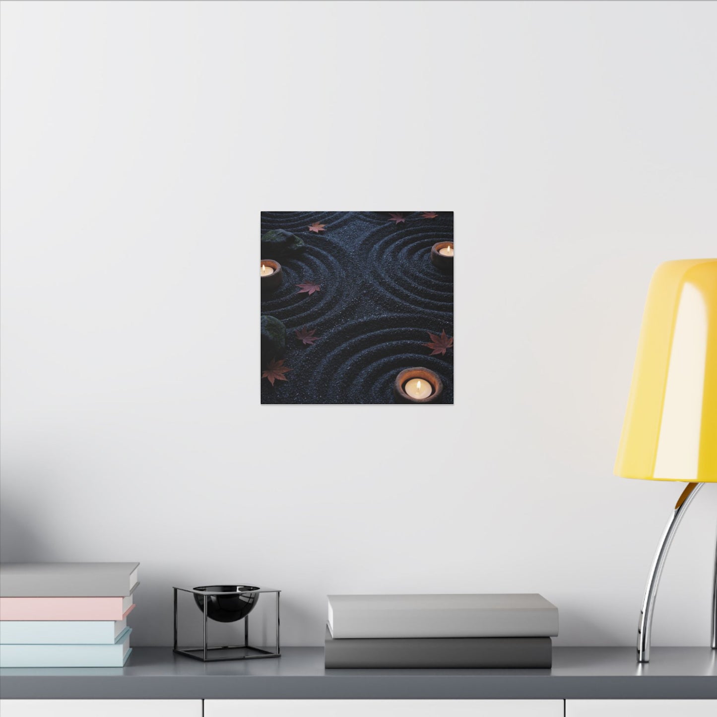 Seijaku Rock Garden Canvas Art - Dark Japandi Dark Texture