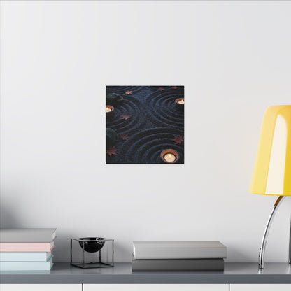 Seijaku Rock Garden Canvas Art - Dark Japandi Dark Texture