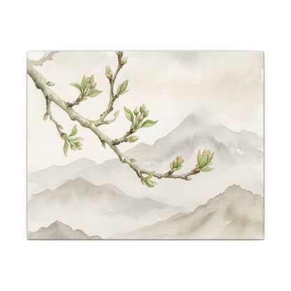 Spring Mountain Mist Watercolor Canvas Art | Cozy Decor
