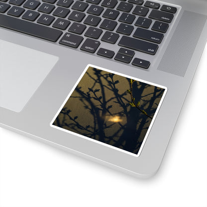 Dark Japandi Shadow Play in Golden Hour | Moody Minimal Sticker Art Print