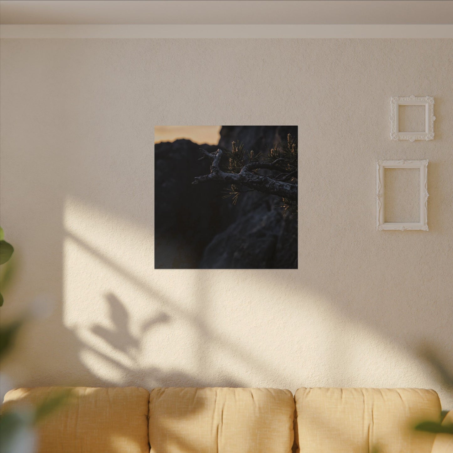 Pine Tree Moody Minimal Canvas Art | Sophisticated Dark Japandi Art