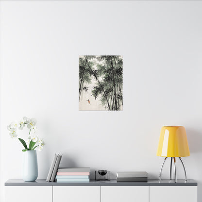 Zen Bamboo Grove in Overcast | Sumi E Canvas Art