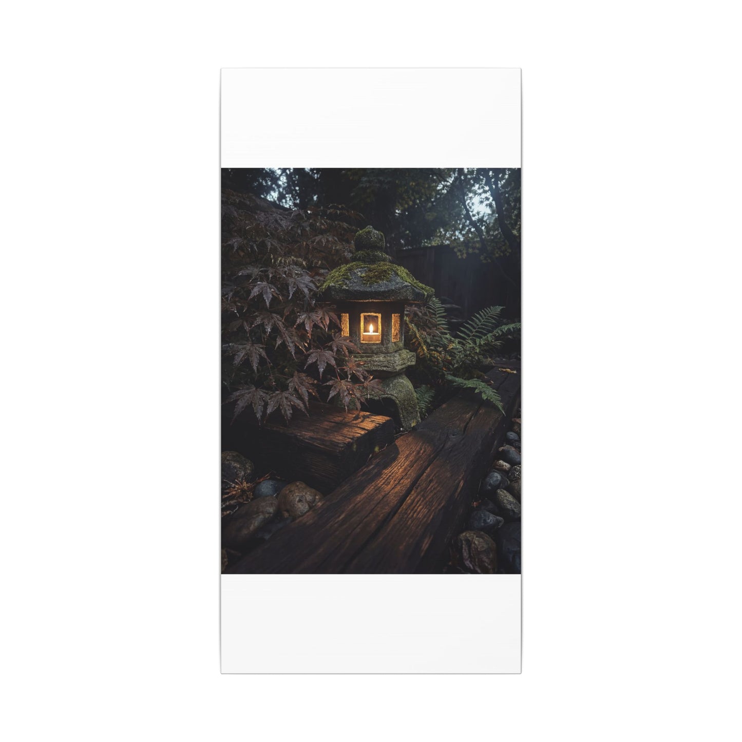 Moody Moonlit Garden Canvas Art - Shadow Zen Dark Japandi