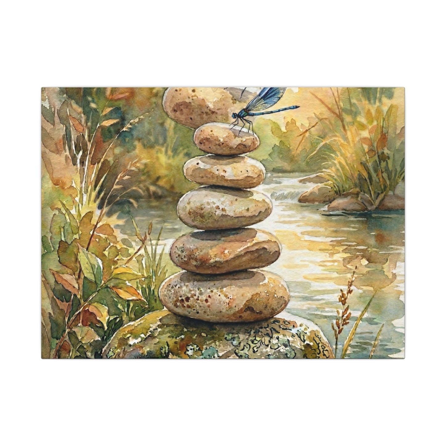River Stones Summer Canvas Art | Japandi Cozy Design Art Print