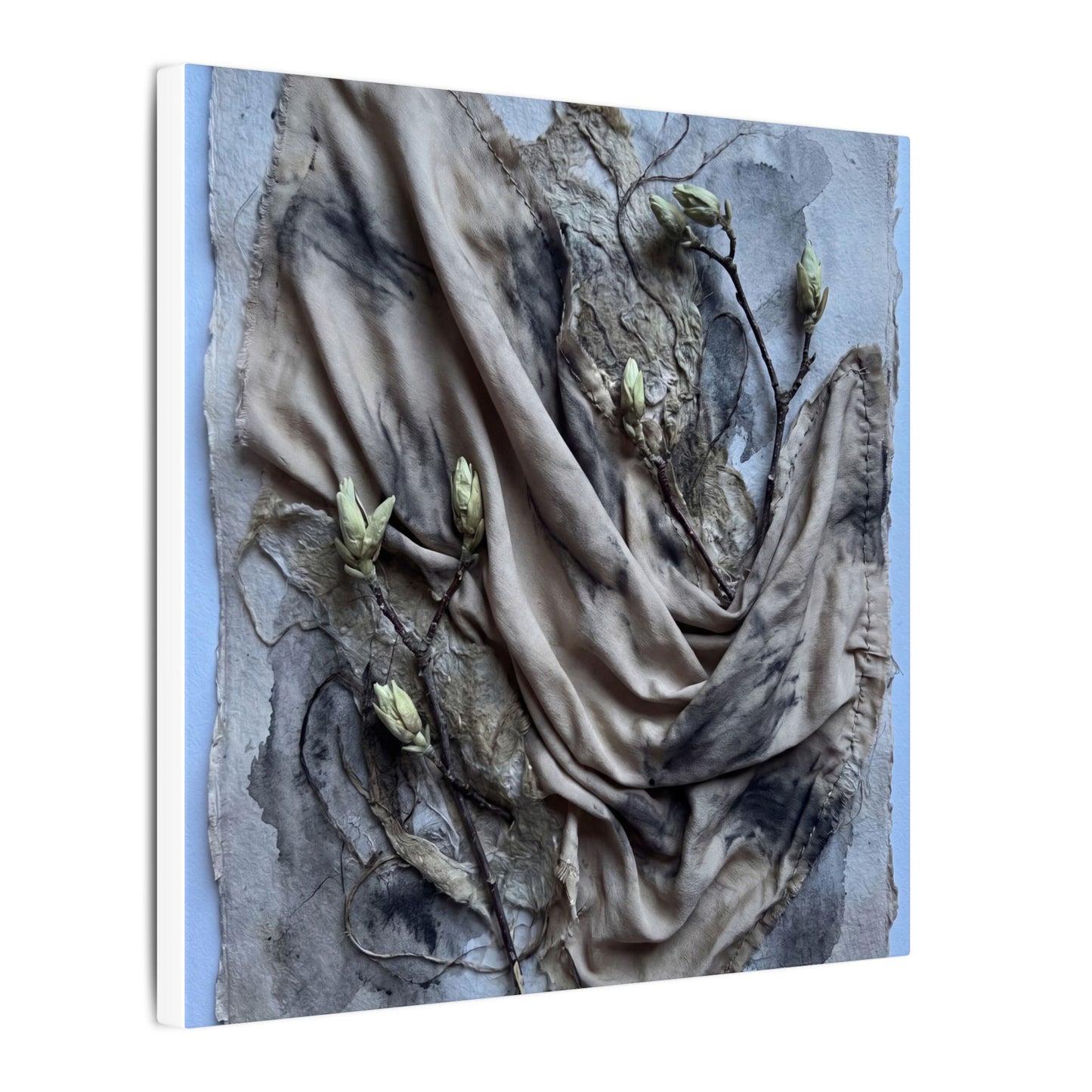 Japandi Silk Drape in Moonlight | Texture Canvas Art
