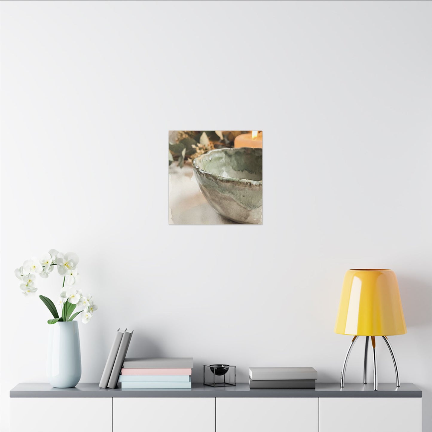 Ceramic Bowl Canvas Art | Summer Japandi Watercolor Art