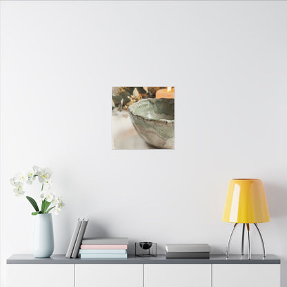 Ceramic Bowl Canvas Art | Summer Japandi Watercolor Art