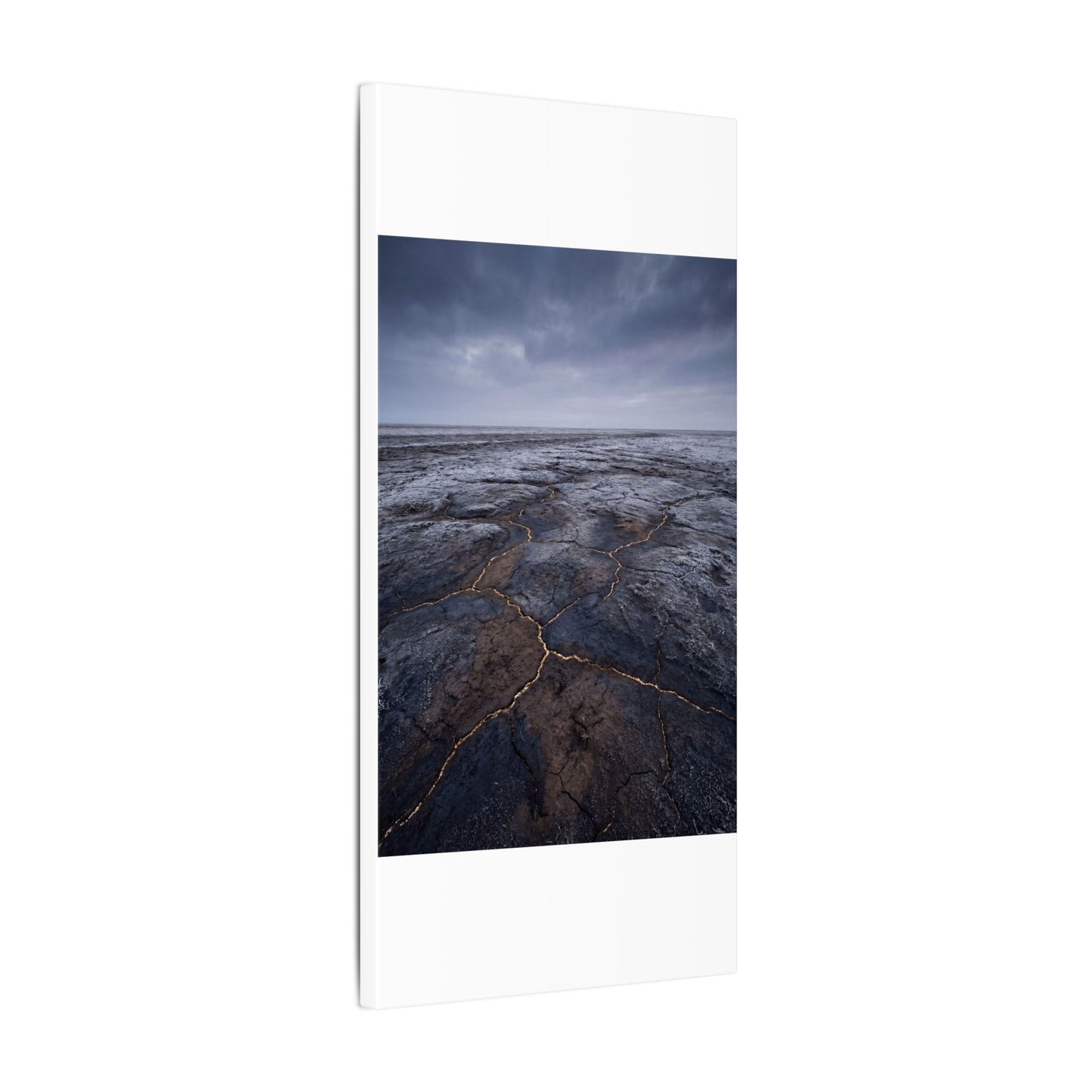 Dark Japandi Cracked Earth in Overcast | Dark Texture Canvas Art