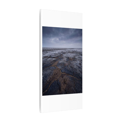 Dark Japandi Cracked Earth in Overcast | Dark Texture Canvas Art
