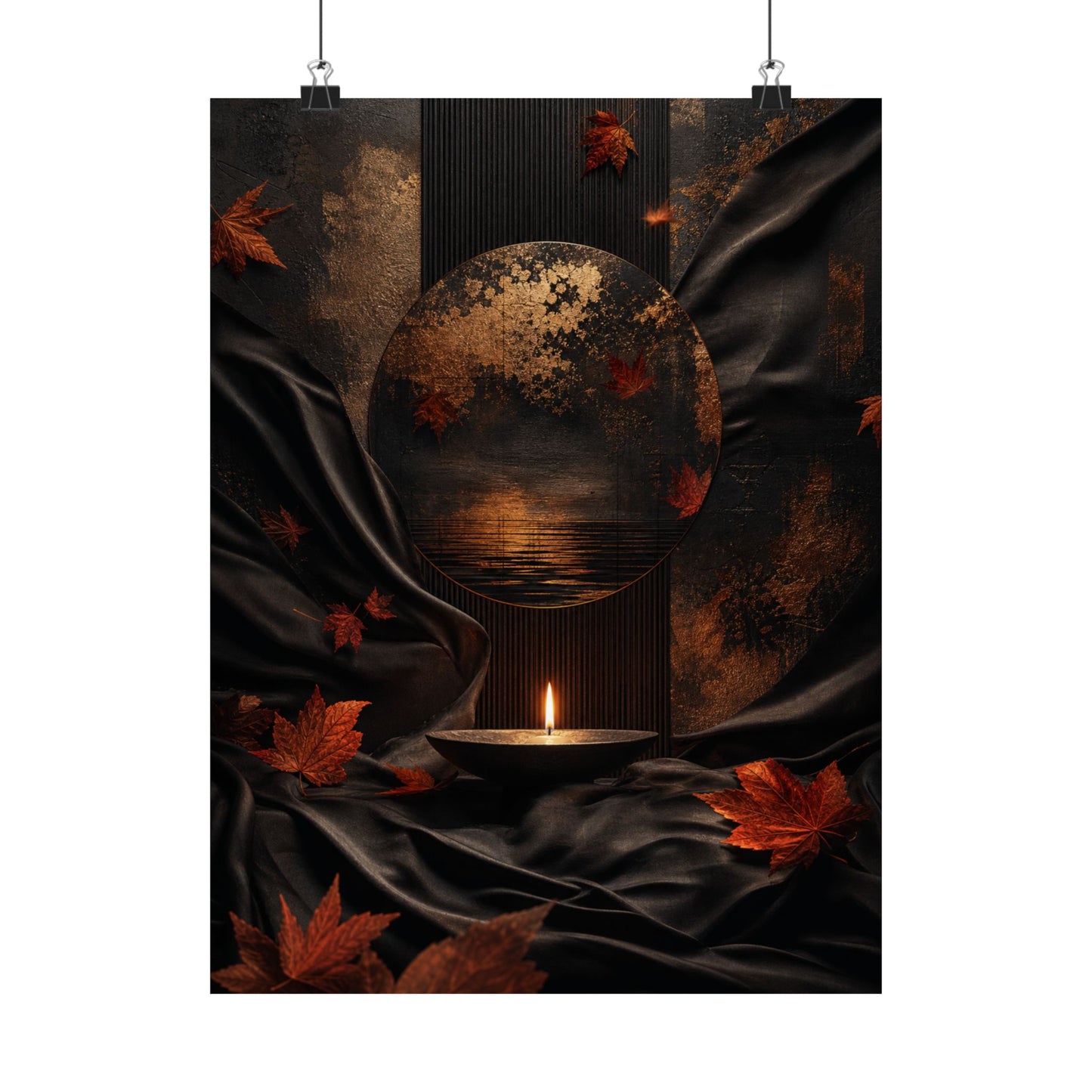 Kanso Silk Drape Wall Art Print - Dark Japandi Dark Texture