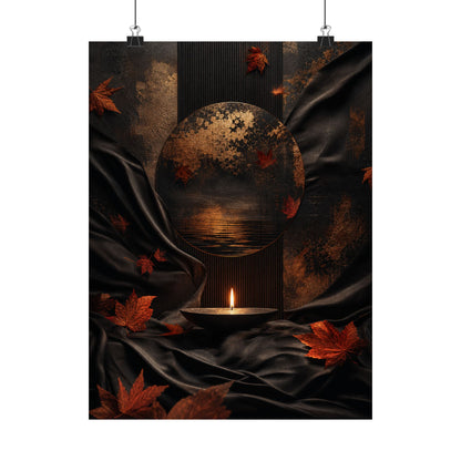 Kanso Silk Drape Wall Art Print - Dark Japandi Dark Texture
