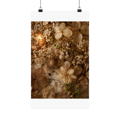 Candlelight Dried Flowers Wall Art Print - Japandi Fukinsei