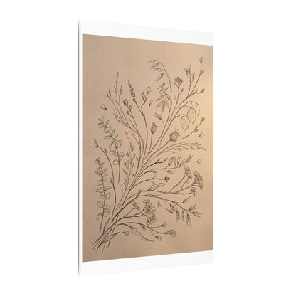 Dried Flowers Canvas Art | Spring Japandi Minimal Line Art