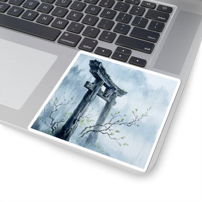 Torii Gate Spring Sticker | Zen Peaceful Design Art Print