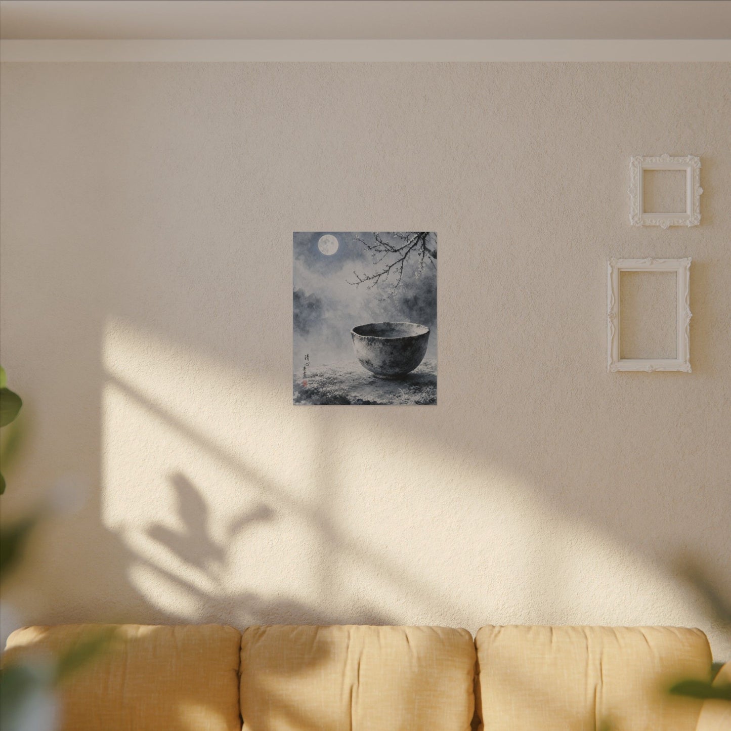 Seijaku Ceramic Bowl Canvas Art - Zen Sumi E