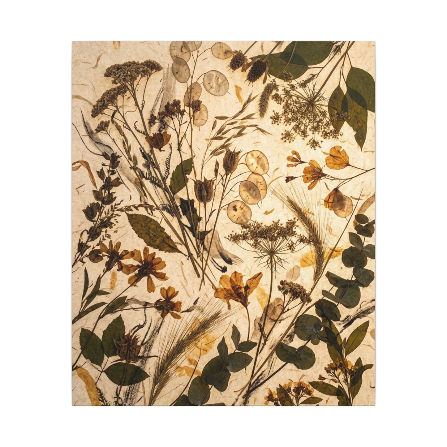 Dried Flowers Summer Canvas Art | Japandi Neutral Design
