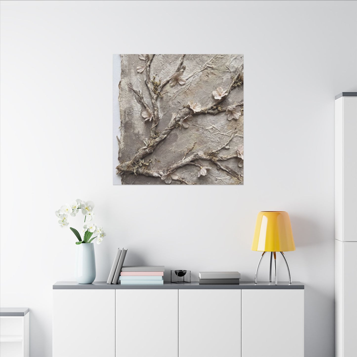 Summer Cherry Blossom Texture Canvas Art | Earthy Decor