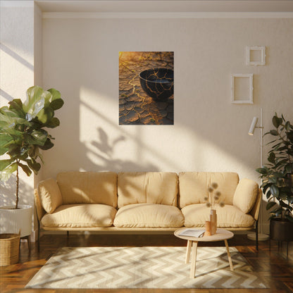 Golden Hour Cracked Earth Canvas Art - Kintsugi Fukinsei