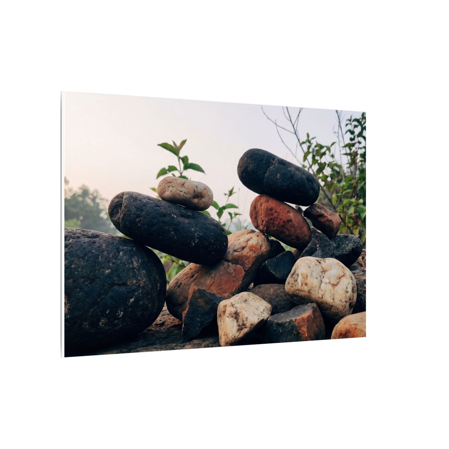 River Stones Canvas Art | Spring Kintsugi Broken Beauty Art
