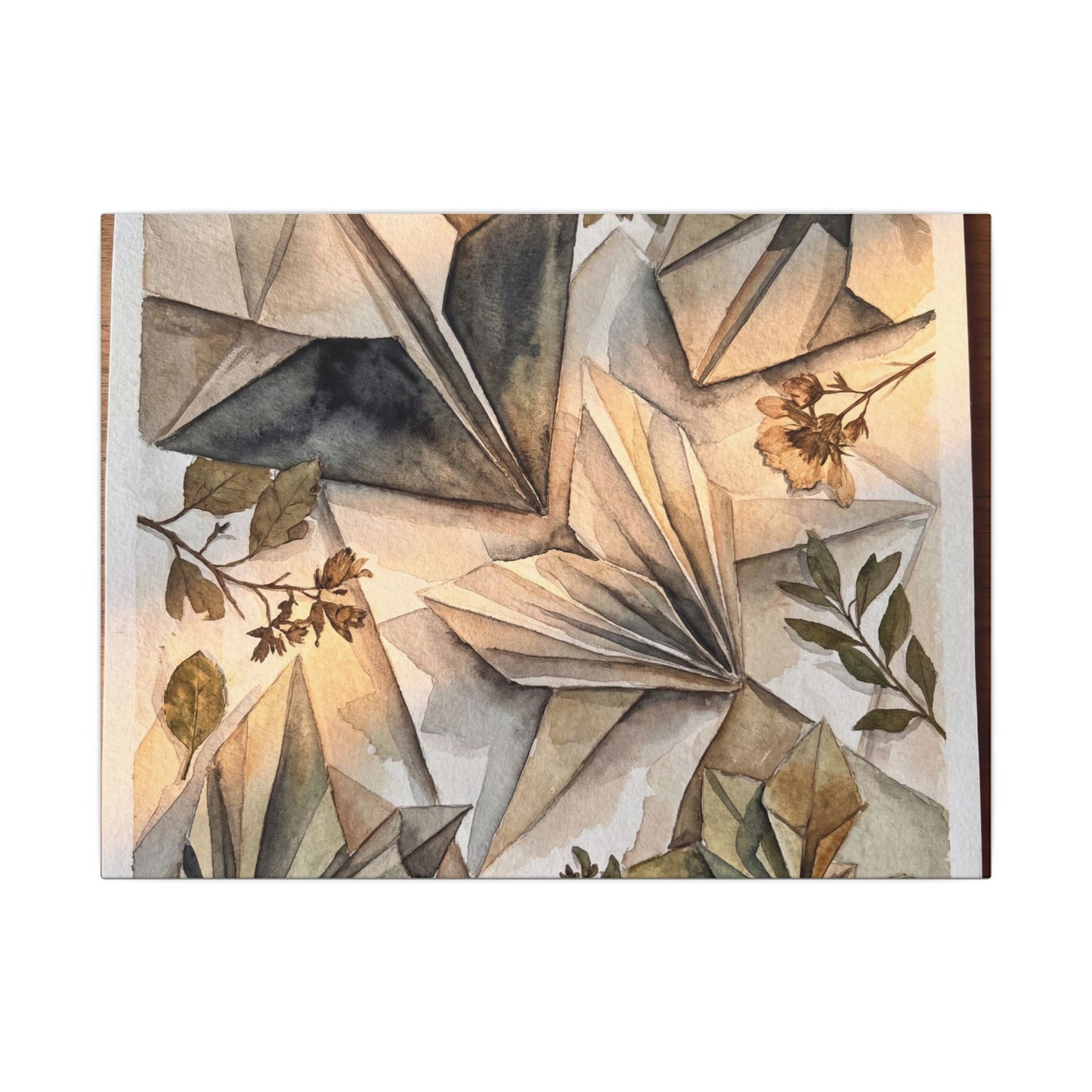 Golden Hour Paper Fold Canvas Art - Japandi Seijaku Art Print