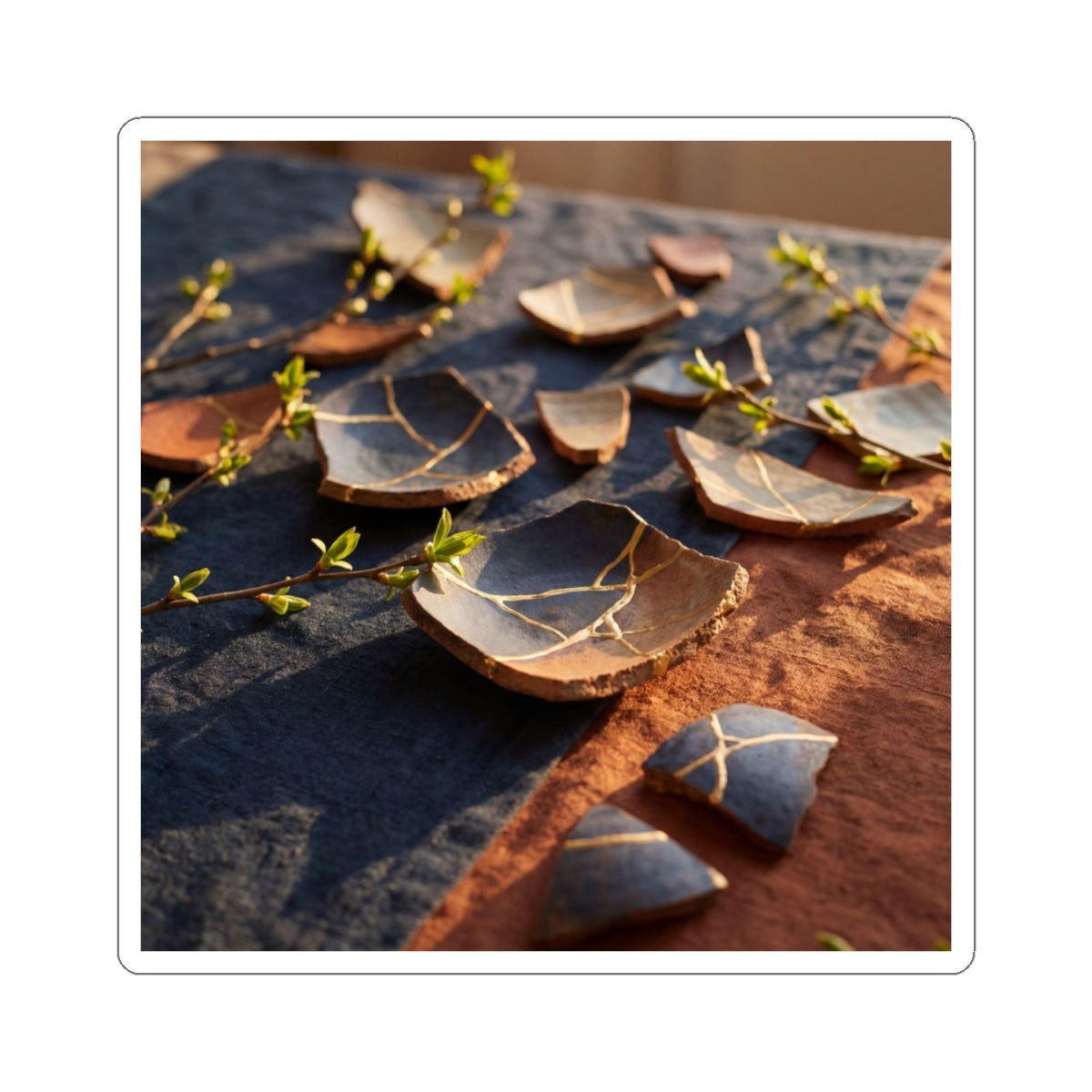 Broken Pottery Gold Vein Sticker | Healing Kintsugi Art