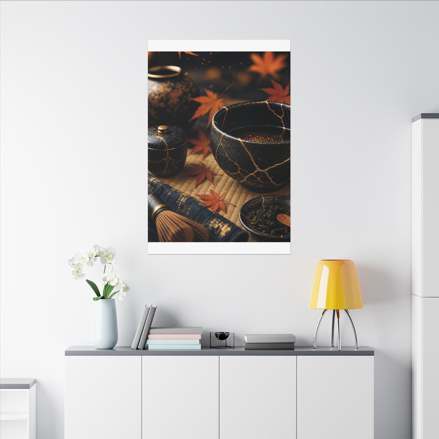 Seijaku Tea Ceremony Canvas Art - Kintsugi Gold Repair