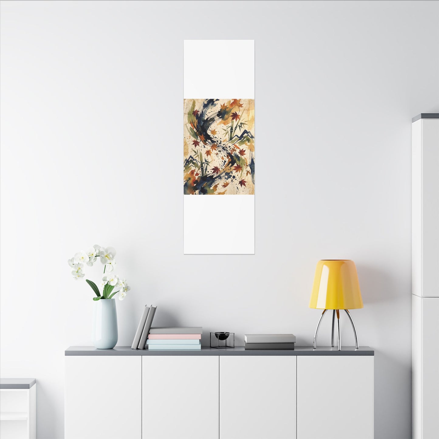 Golden Hour Ink Brushstroke Canvas Art - Zen Shibui