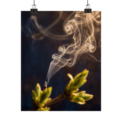 Incense Smoke Wall Art Print | Spring Dark Japandi Dark Texture Art Art Print