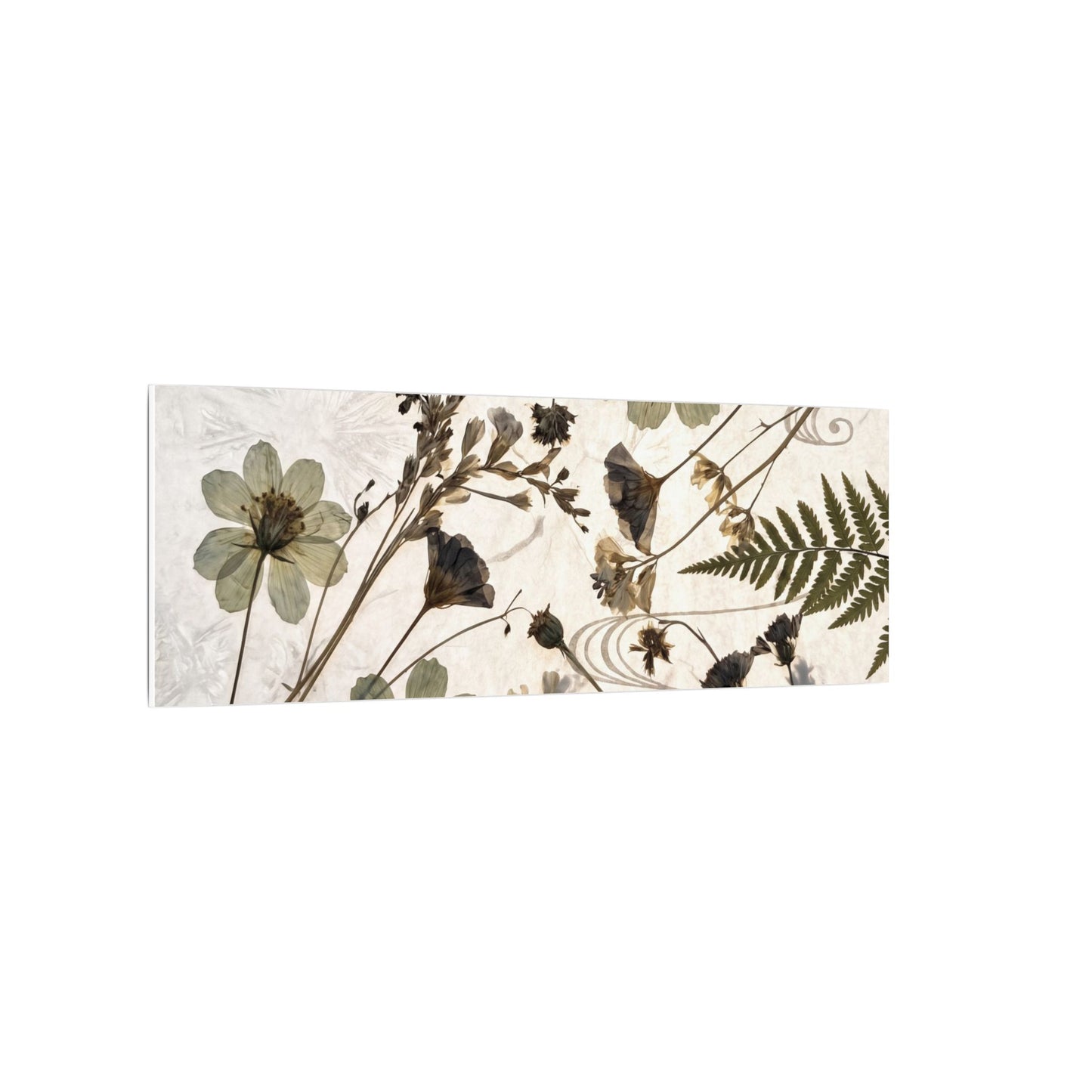 Japandi Dried Flowers in Golden Hour | Japanese Pattern Canvas Art