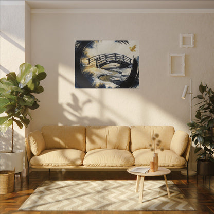 Autumn Ink Brushstroke Karesansui Canvas Art | Peaceful Decor
