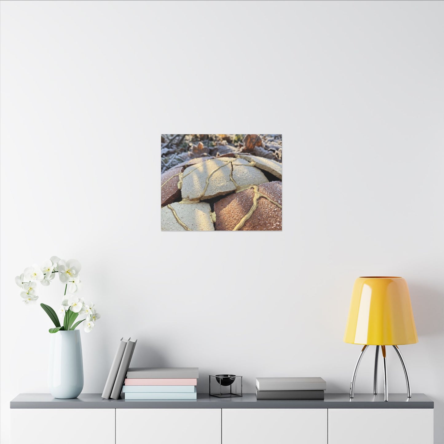 Broken Pottery Crackle Gold Canvas Art | Healing Kintsugi Art