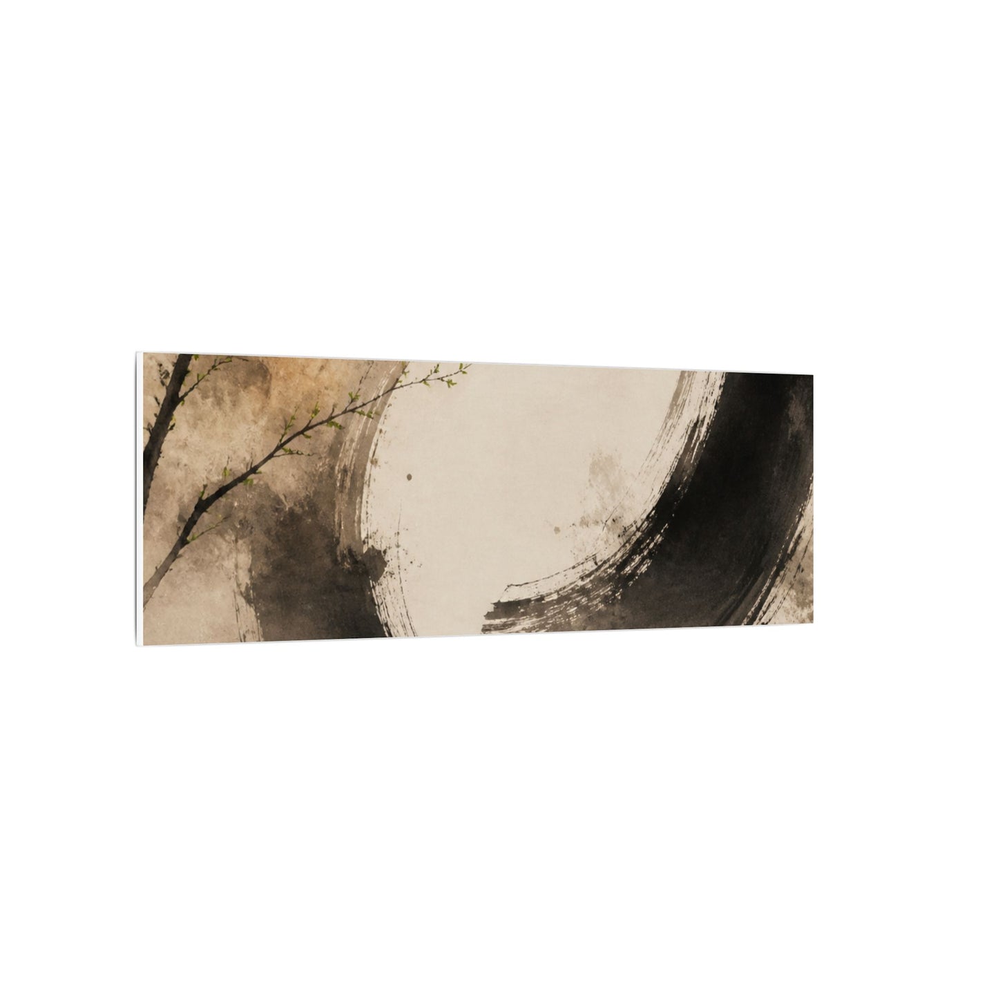 Japandi Ink Brushstroke in Golden Hour | Watercolor Canvas Art