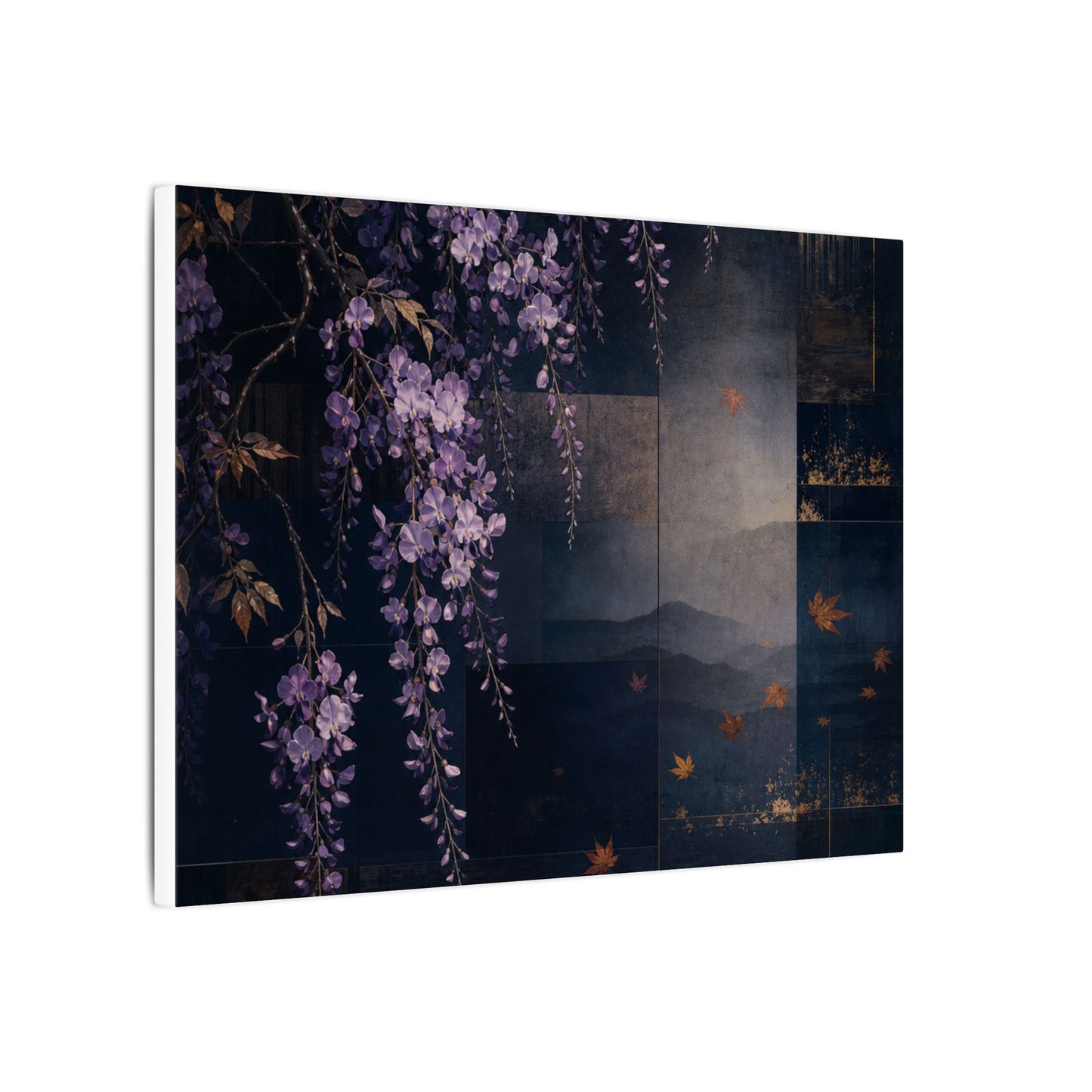 Dawn Wisteria Canvas Art - Dark Japandi Fukinsei