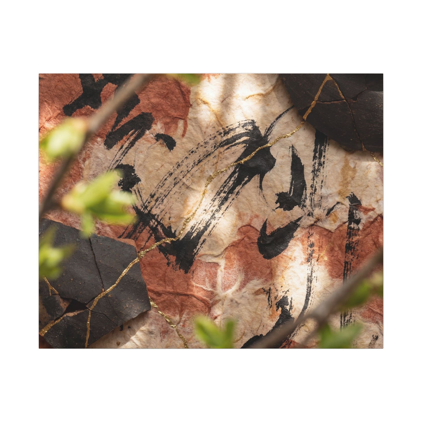 Datsuzoku Ink Brushstroke Canvas Art - Kintsugi Gold Repair