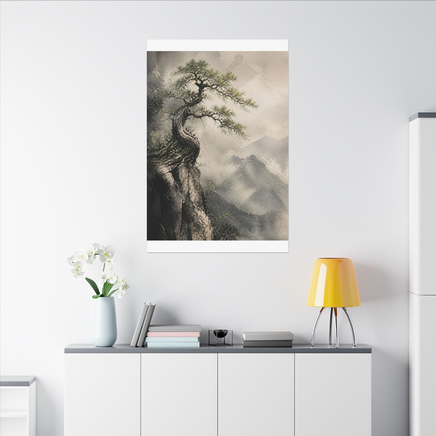 Spring Pine Tree Watercolor Canvas Art | Warm Decor