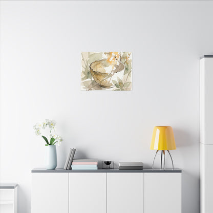 Spring Ceramic Bowl Watercolor Canvas Art | Neutral Decor