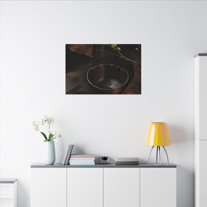 Atmospheric Ceramic Bowl Canvas Art - Shadow Zen Dark Japandi