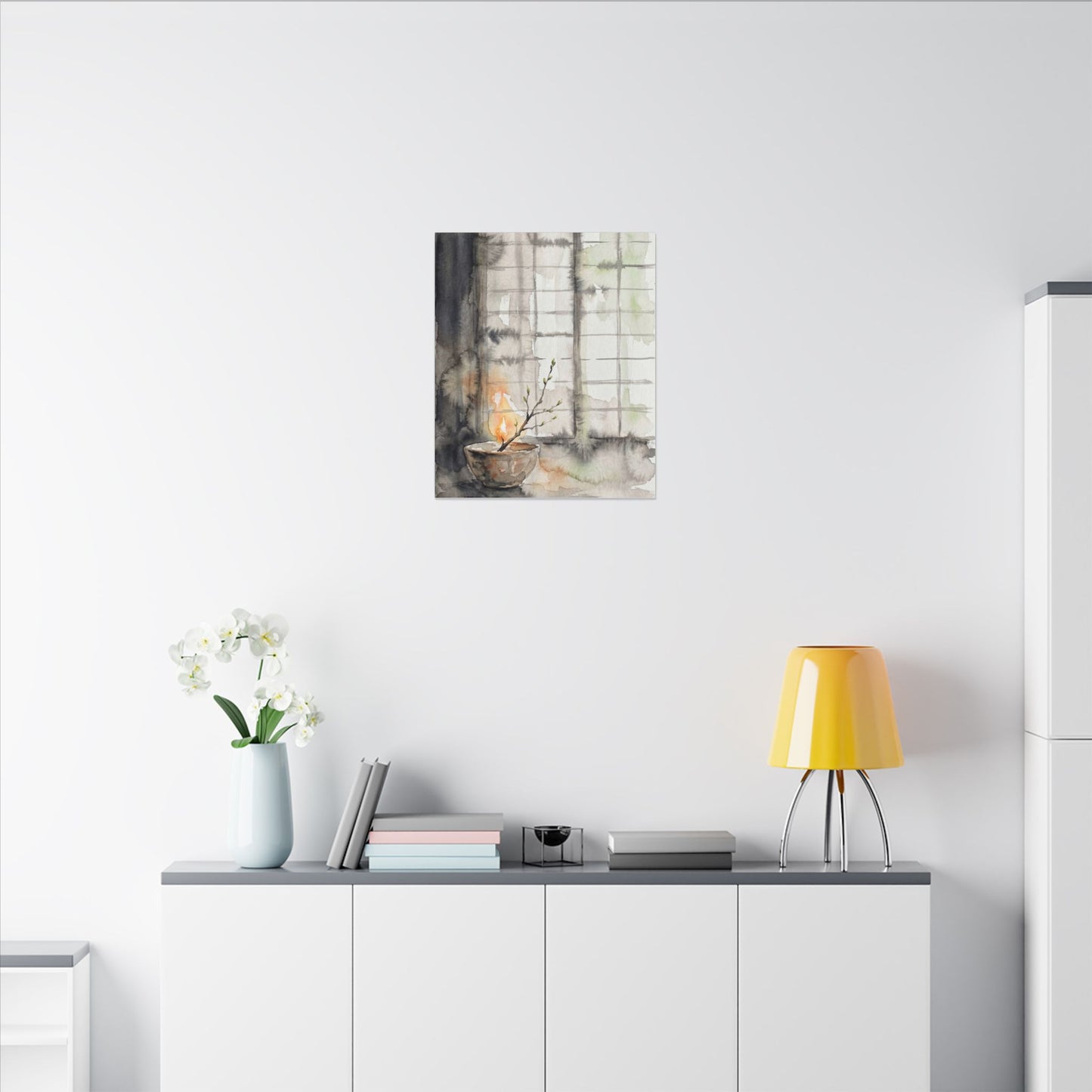 Shoji Screen Canvas Art | Spring Japandi Watercolor Art