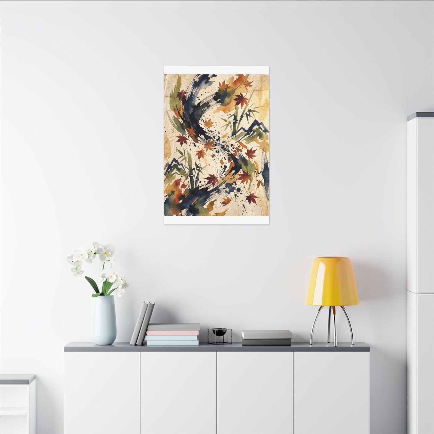 Golden Hour Ink Brushstroke Canvas Art - Zen Shibui