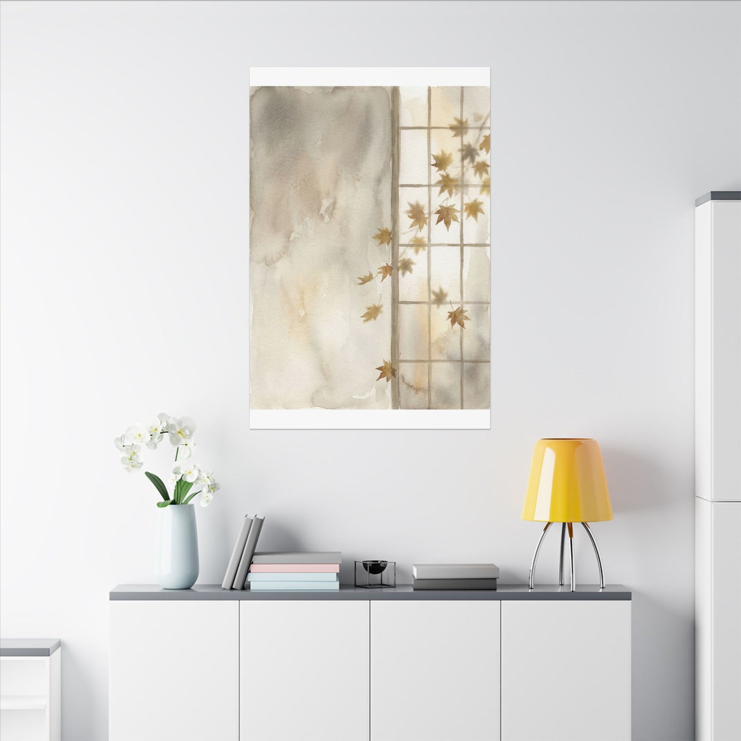 Warm Shoji Screen Canvas Art - Watercolor Japandi