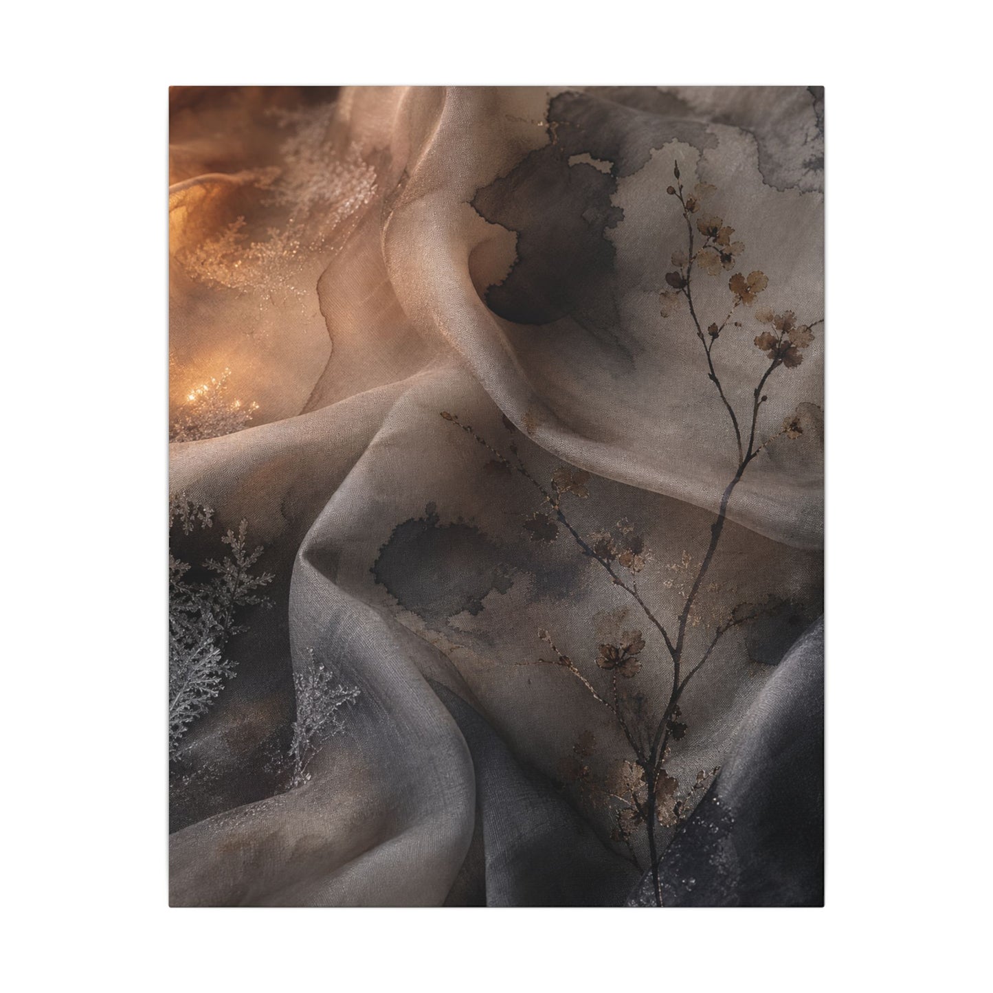 Japandi Silk Drape in Candlelight | Watercolor Canvas Art