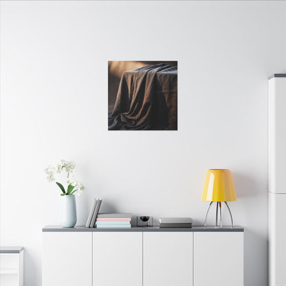 Silk Drape Canvas Art | Winter Dark Japandi Shadow Zen Art