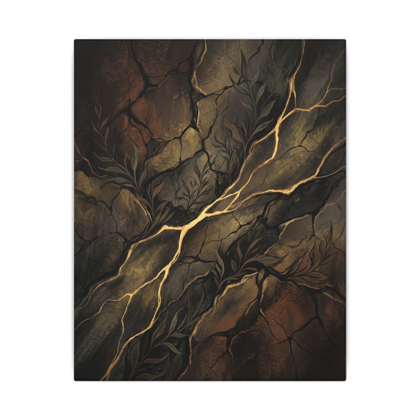 Cracked Earth Charcoal Ink Canvas Art | Bold Dark Japandi Art