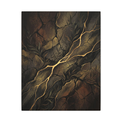 Cracked Earth Charcoal Ink Canvas Art | Bold Dark Japandi Art
