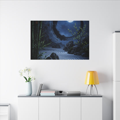 Serene Rock Garden Canvas Art - Enso Zen
