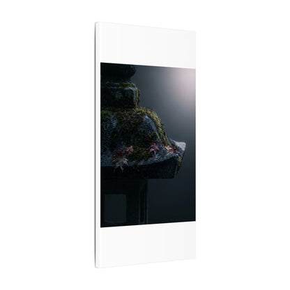 Stone Lantern Moody Minimal Canvas Art | Sophisticated Dark Japandi Art