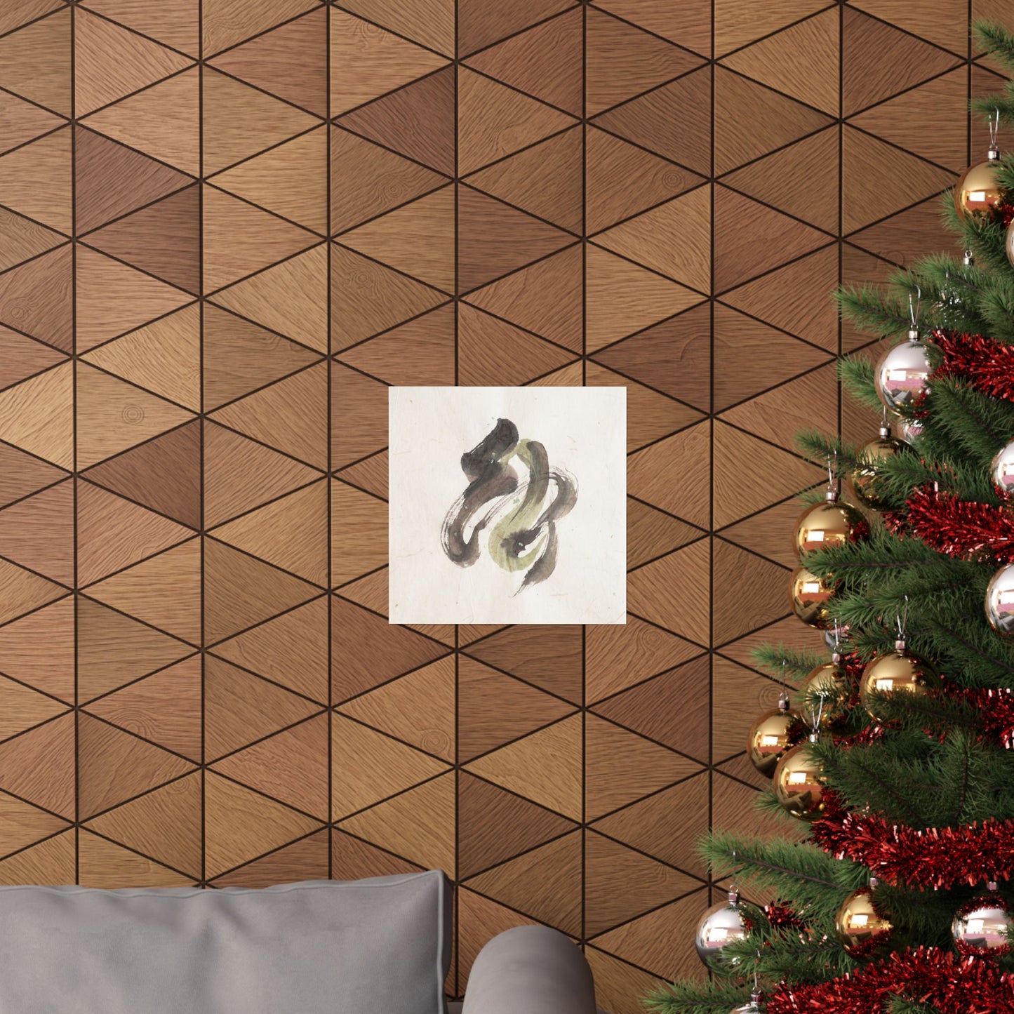 Cozy Ink Brushstroke Wall Art Print - Japanese Pattern Japandi