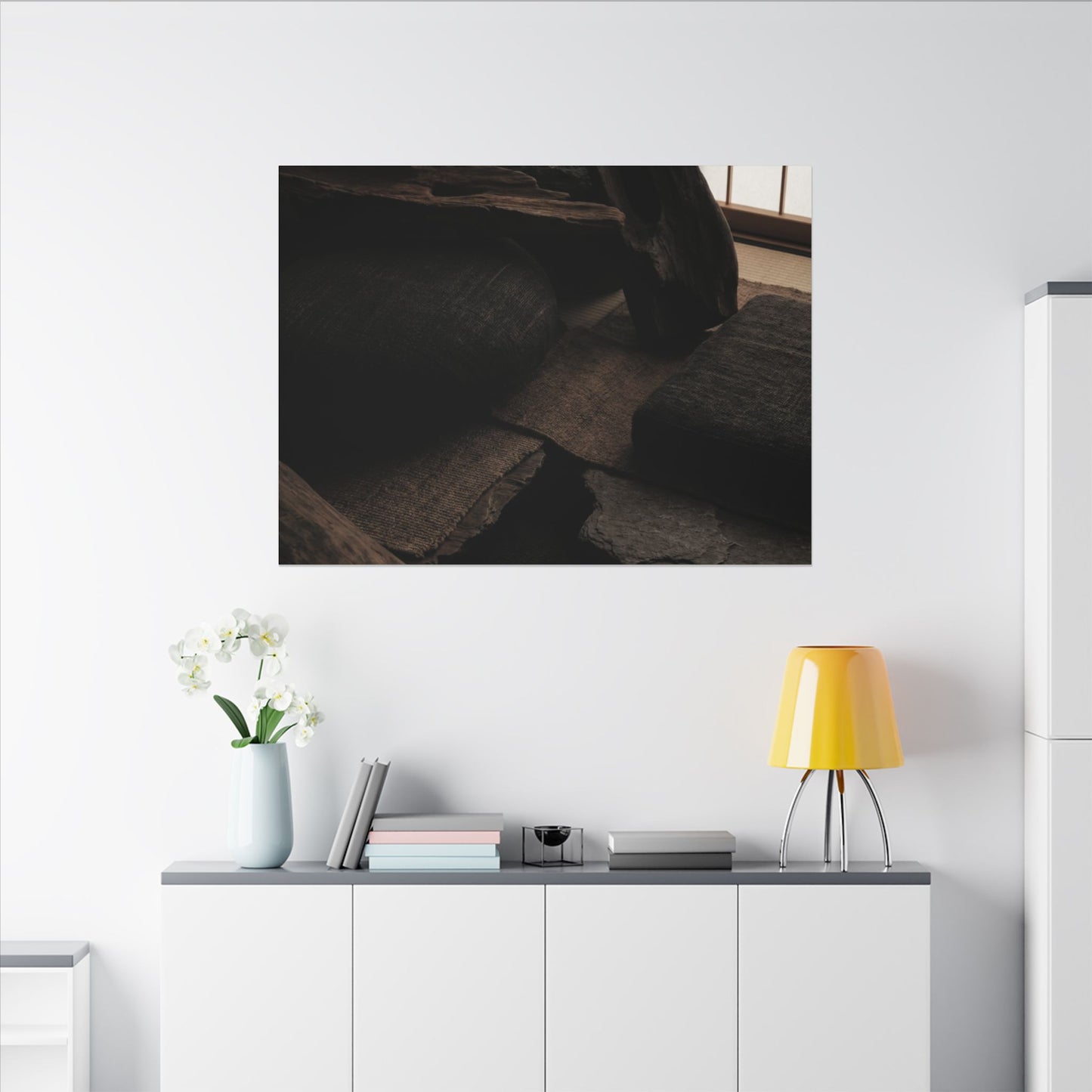 Dark Japandi Shadow Zen Canvas Art